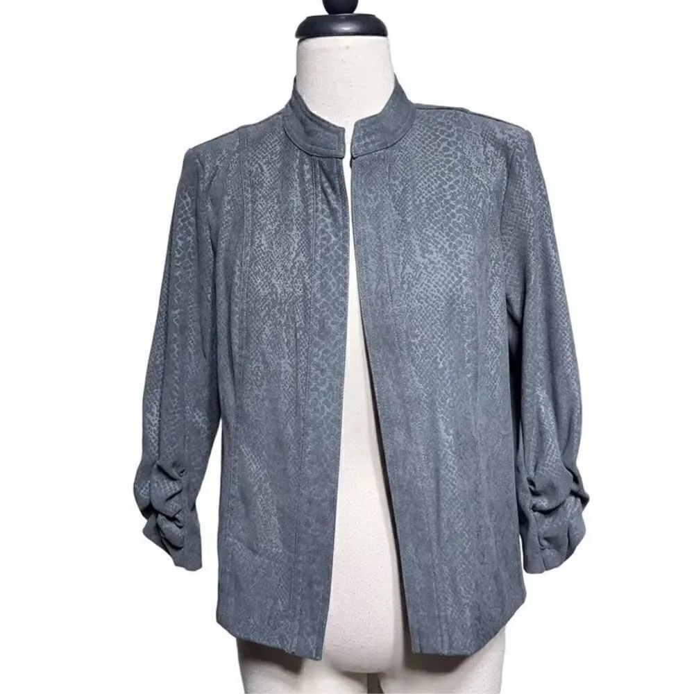 Brandon Thomas Reptile Print Vegan Suede 3/4 Sleeve Blazer Jacket Small